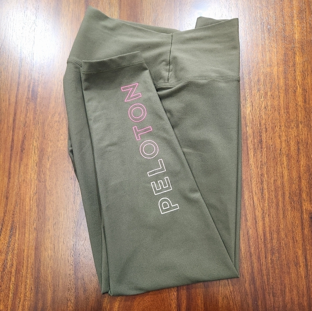 Peloton Olive Green Logo High Waist Leggings 23" Inseam Performance Women’s XL